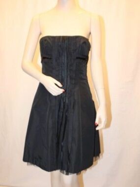 BCBGMaxAzria Black Strapless Pleated Cocktail Dress